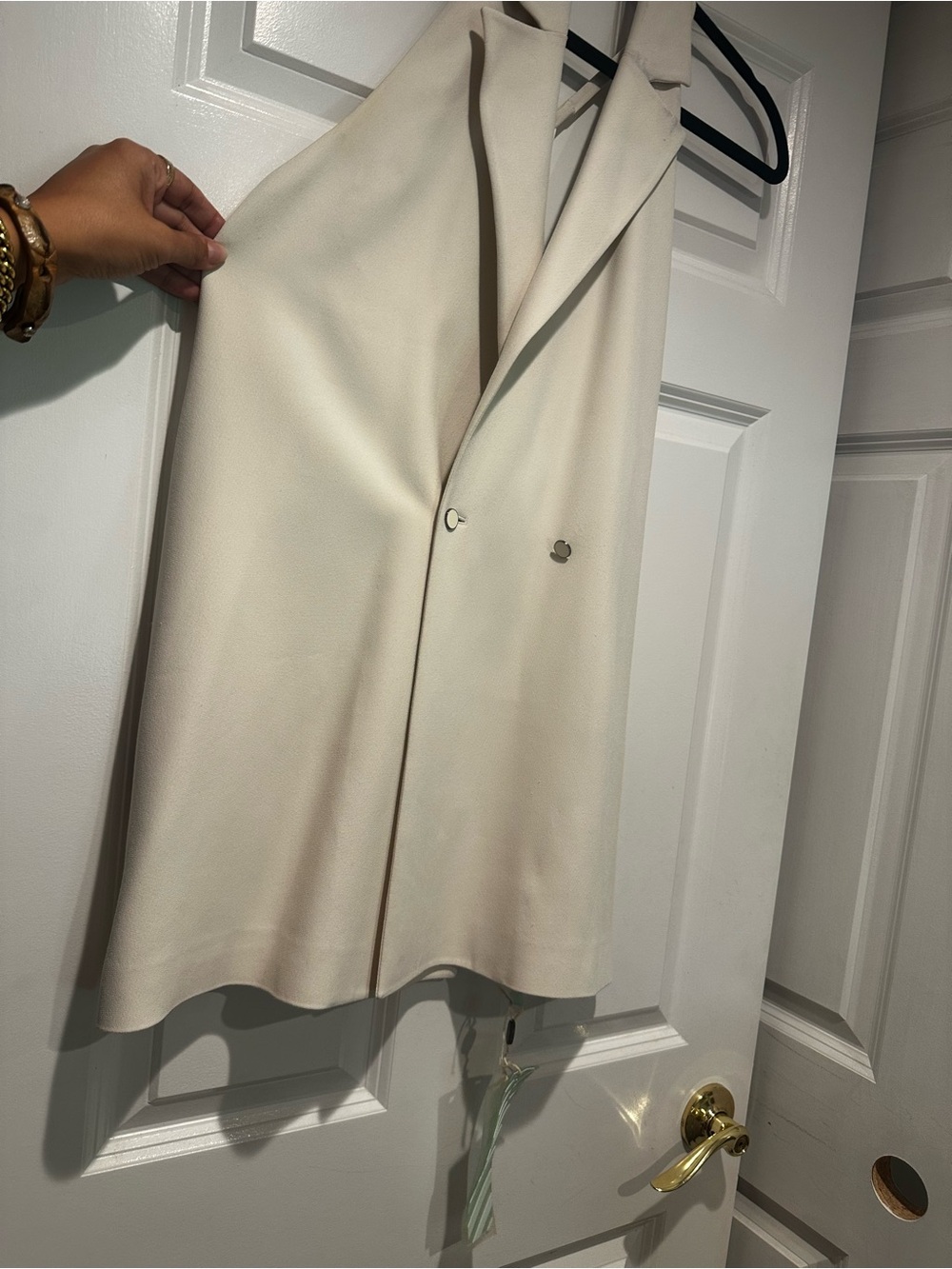 Off-White Sleeveless Double-Breasted Vest in Cream